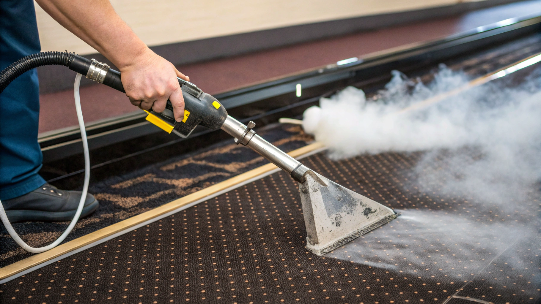 Deep interior upholstery shampooing and hot water carpet extraction