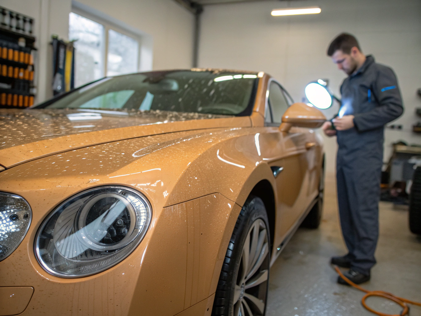 Concourse-grade vehicle receiving full restorative trim masking and inspection